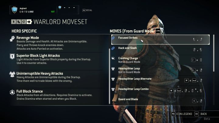 Dostępne dla postaci ciosy i modyfikatory. - Dróttin (Warlord) w For Honor - For Honor - poradnik do gry