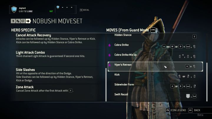 Dostępne dla postaci ciosy i modyfikatory. - Nobushi w For Honor - For Honor - poradnik do gry