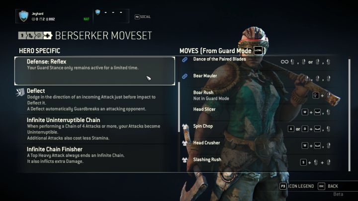 Dostępne dla postaci ciosy i modyfikatory. - Berserk w For Honor - For Honor - poradnik do gry