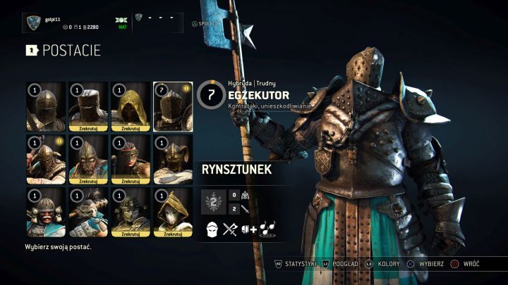 Egzekutor na ekranie wyboru postaci. - Egzekutor (Lawbringer) w For Honor - For Honor - poradnik do gry