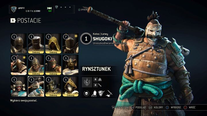 Shugoki na ekranie wyboru postaci. - Shugoki w For Honor - For Honor - poradnik do gry