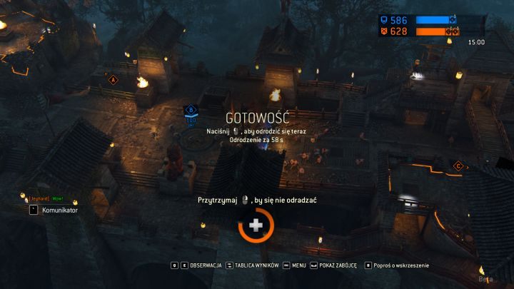Czekając na odrodzenie warto rozejrzeć się po mapie i sygnalizować sojusznikom zamiary wroga. - Tryb Dominacji w For Honor | Porady - For Honor - poradnik do gry