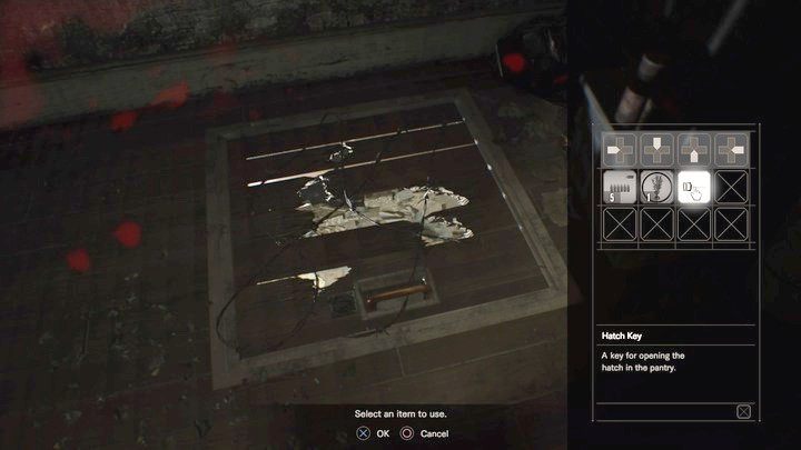Klapa w podłodze - zabierz klucz z korytarza, by ją otworzyć - Resident Evil 7: Zachodnie skrzydło - solucja - Resident Evil 7 - poradnik, solucja
