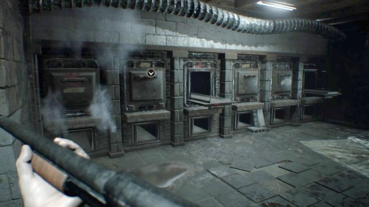 Spalarnia - pierwsze drzwiczki po lewej kryją klucz do dalszych obszarów piwnicy - Resident Evil 7: Piwnica - solucja - Resident Evil 7 - poradnik, solucja
