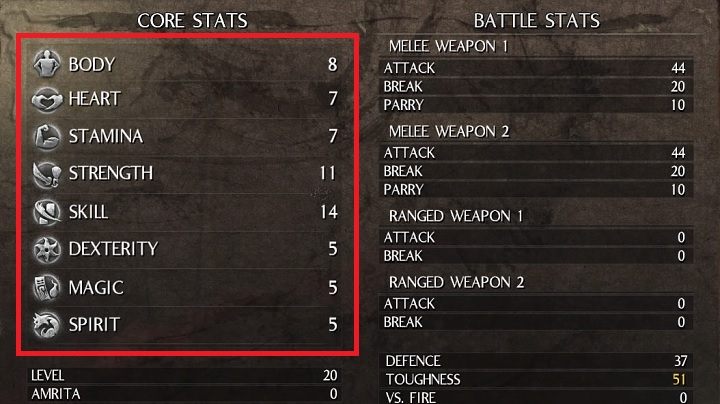 Każdy poziom doświadczenia pozwala rozwinąć jeden punkt podstawowych atrybutów bohatera - NiOh: Amrita i poziomy doświadczenia - NiOh - poradnik do gry
