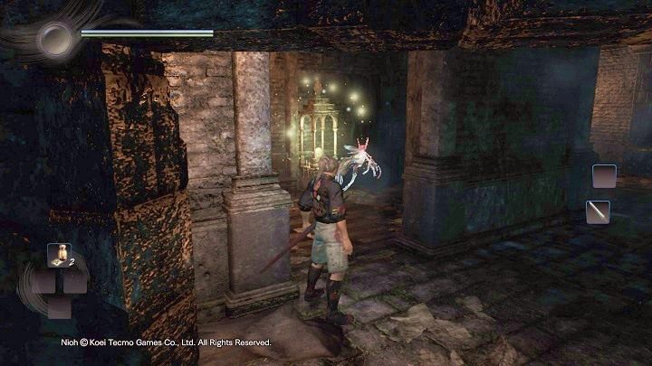 Możesz pokonać od razu dwa piętra, ale zatrzymaj się przy pierwszym przejściu i udaj się w głąb komnaty - NiOh: Człowiek z Duchem Opiekuńczym - solucja, opis przejścia - NiOh - poradnik do gry