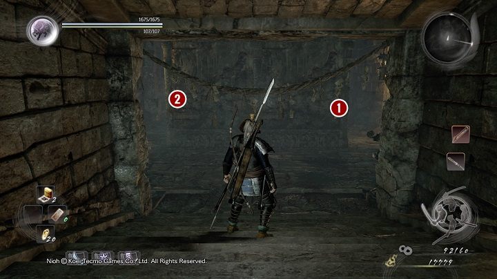 Nie spotkasz tam żadnych przeciwników, aż do czasu gdy znajdziesz się w punkcie widocznym powyżej - NiOh: Uśpiony kamień dusz (The Spirit Stone Slumbers) - solucja, opis przejścia - NiOh - poradnik do gry