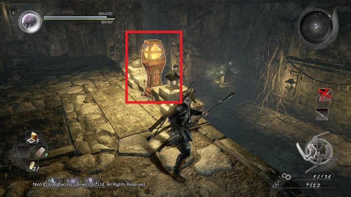 Użyj lampionu widocznego na obrazku - NiOh: Uśpiony kamień dusz (The Spirit Stone Slumbers) - solucja, opis przejścia - NiOh - poradnik do gry