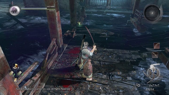 Po pokonaniu diabła i zebraniu skarbów rusz w kierunku pomostu z którego zaatakował cię samuraj - NiOh: Ocean znów ryczy (The Ocean Roars Again) - solucja, opis przejścia - NiOh - poradnik do gry