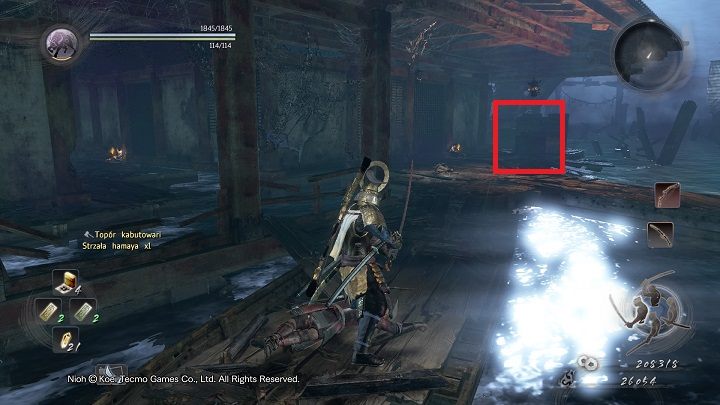 Po prawo możesz zauważyć Chram, ale jeszcze nie można się do niego dostać - NiOh: Ocean znów ryczy (The Ocean Roars Again) - solucja, opis przejścia - NiOh - poradnik do gry