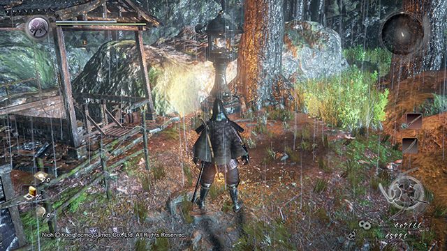 Po lewej zejście w dół, po prawej droga do gorącego źródła - NiOh: Demon z góry Hiei - solucja, opis przejścia - NiOh - poradnik do gry