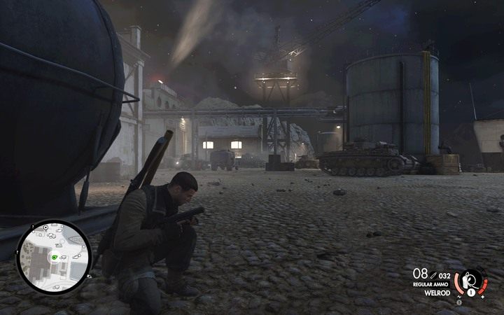 Gdy uporasz się z działem, przedostań się na szosę - Zniszcz drugie działo i trzeci reflektor w lokacji Stocznia Lorino - Sniper Elite 4 - poradnik do gry