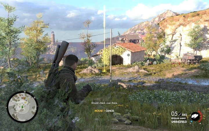 Kamieniem rzucasz jak granatem - podczas celowania ujrzysz miejsce, gdzie uderzy - Skradanie się i ciche zabójstwa w Sniper Elite 4 - Sniper Elite 4 - poradnik do gry