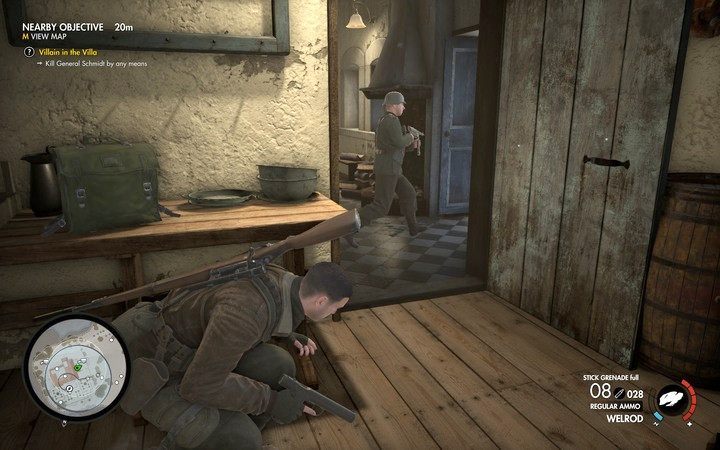 Powalonych przeciwników możesz chować bezpiecznie w spiżarni wewnątrz budynku - Zabójstwo Schmidta w San Celini | Sniper Elite 4 - Sniper Elite 4 - poradnik do gry