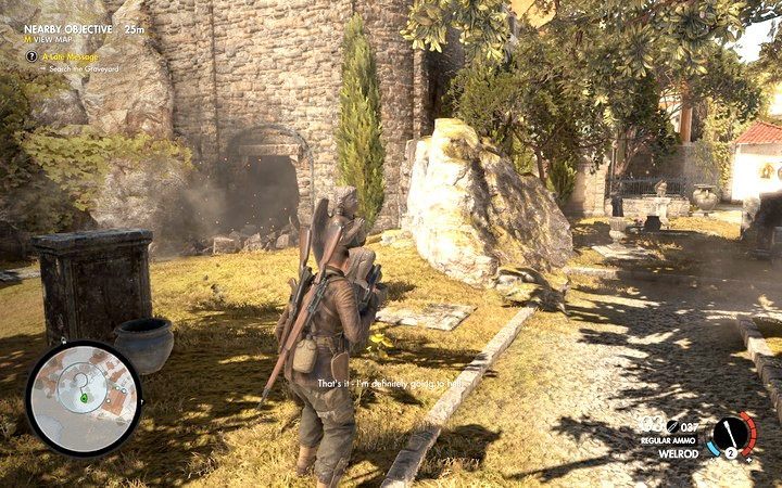 Możesz wysadzić mur, by stworzyć alternatywne wejście do grobowca - Przeszukanie cmentarza we Wsi Bitanti | Sniper Elite 4 - Sniper Elite 4 - poradnik do gry