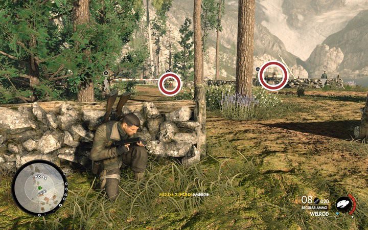 Do oczyszczenia punktu kontrolnego lepiej już użyć snajperki lub karabinu maszynowego - Czyszczenie punktów kontrolnych | Wiadukt Regilino - Sniper Elite 4 - poradnik do gry