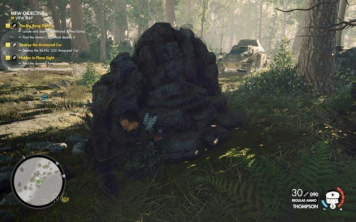 Dobrym pomysłem jest użycie miny talerzowej (Teller Mine), co zdemobilizuje wóz (nie zawsze) - Zniszcz wóz opancerzony Sd. Kfz 222 w lokacji Wiadukt Regilino | Sniper Elite 4 - Sniper Elite 4 - poradnik do gry