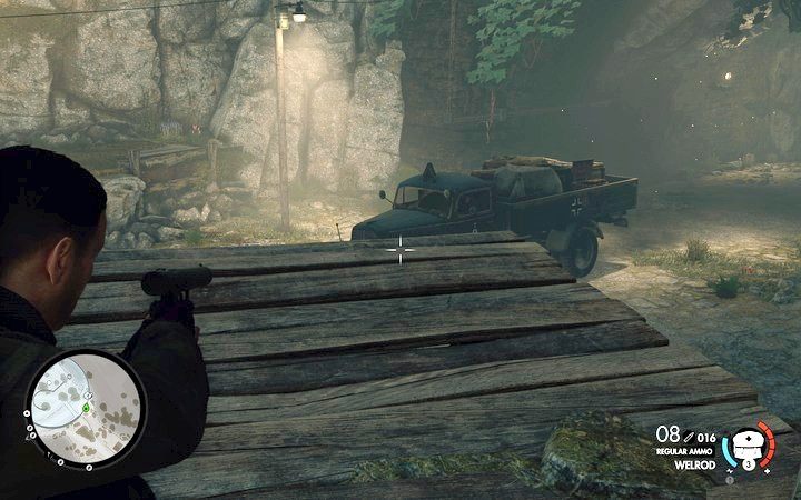 Ciężarówka wyjeżdżająca z tunelu - Znajdź skład oraz wóz z amunicją w lokacji Wiadukt Regilino | Sniper Elite 4 - Sniper Elite 4 - poradnik do gry