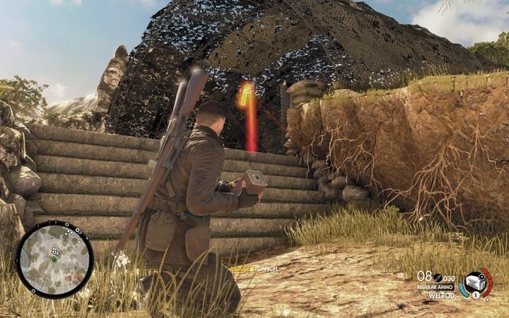 Trotyl z zapalnikiem czasowym - wszystko jedno czy kogoś zabije, ważne że zniszczy działo - Jak zniszczyć pierwsze działo i radiostację w lokacji Klasztor Abrunza - Sniper Elite 4 - poradnik do gry