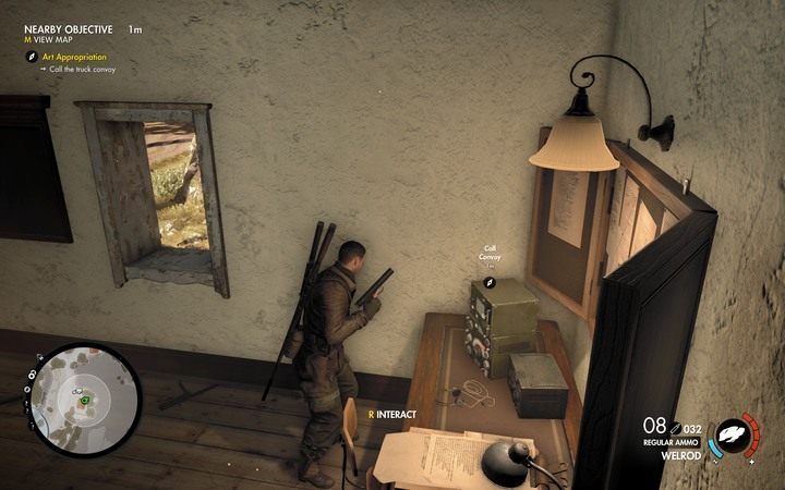 Na piętrze odnajdziesz działającą radiostację - Jak zniszczyć pierwsze działo i radiostację w lokacji Klasztor Abrunza - Sniper Elite 4 - poradnik do gry