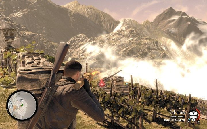 Jedna z opcji to użycie bazooki - jednak jest to względnie najgorsza opcja - Jak zniszczyć trzecie działo i dzwon w lokacji Klasztor Abrunza | Sniper Elite 4 - Sniper Elite 4 - poradnik do gry