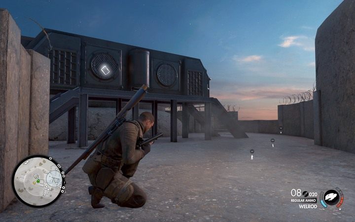 Pierwsze działo - musisz użyć ładunków wybuchowych, by je wysadzić - Pierwsze działo i biuro kryptologiczne w lokacji Obiekt Magazzeno - Sniper Elite 4 - poradnik do gry