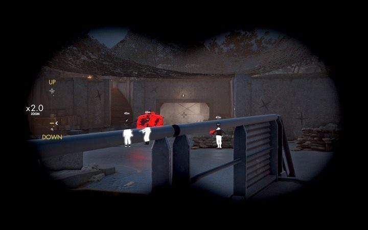 Bunkra, w którym przebywa Kessler pilnuje trzech wojskowych - Sabotaż fabryki i notatki Kesslera w lokacji Obiekt Magazzeno | Sniper Elite 4 - Sniper Elite 4 - poradnik do gry