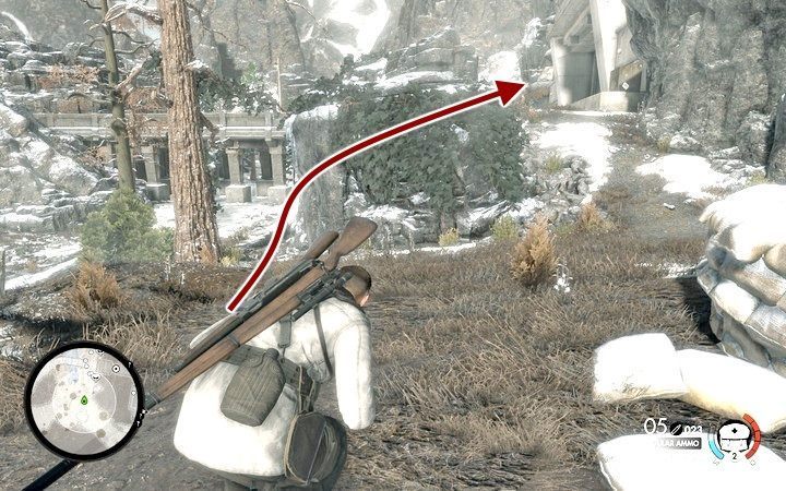 Następnie przebiegnij pod mostem na drugą stronę - Wejście do bazy w lokacji Allagryjska Forteca | Sniper Elite 4 - Sniper Elite 4 - poradnik do gry