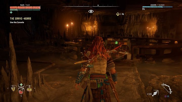 Po drodze możesz odsłuchać wiele notatek, ale ostatecznie trafisz do widocznego na obrazku pomieszczenia - Horizon Zero Dawn: Kurhan (Grave-Hoard) solucja - Horizon Zero Dawn - poradnik, solucja
