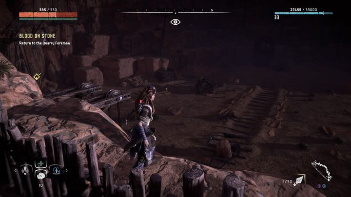Podążaj za znacznikiem zadania i udaj się do kamieniołomu - Horizon Zero Dawn: Krew na kamieniu (Blood on Stone) | Solucja - Horizon Zero Dawn - poradnik, solucja