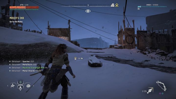 Po uporaniu się z pierwszą partią przeciwników przejdź przez widoczną na obrazku bramę - Horizon Zero Dawn: Ustronie stwórcy (Makers End) solucja - Horizon Zero Dawn - poradnik, solucja