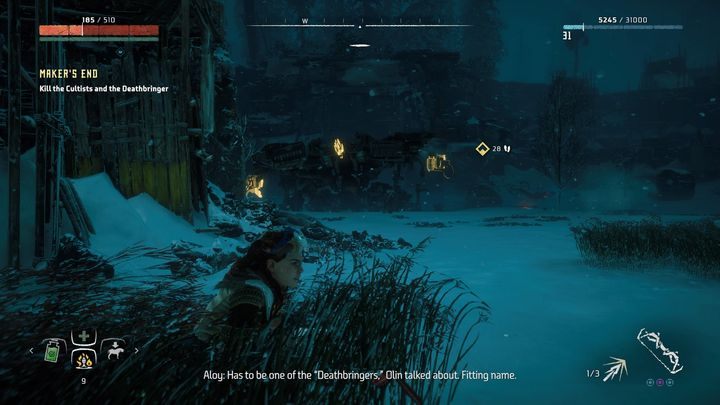 Okazuje się, że w dalszej części ruin jest kolejny oddział kultystów a z nimi Unicestwiacz - Horizon Zero Dawn: Ustronie stwórcy (Makers End) solucja - Horizon Zero Dawn - poradnik, solucja