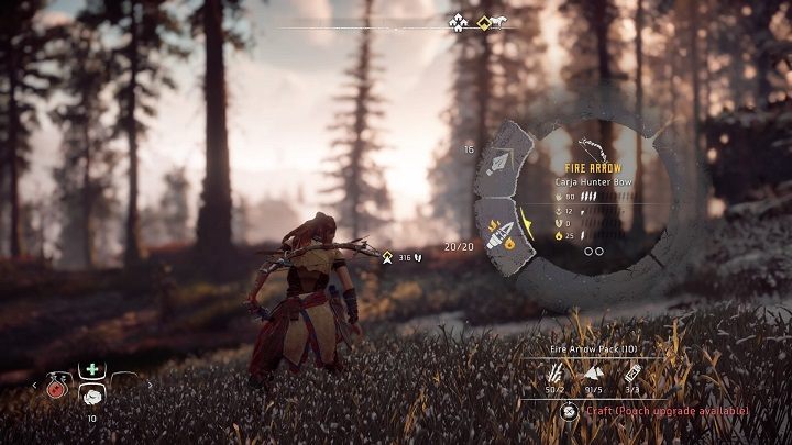 Po zebraniu odpowiedniej ilości materiału wytwórz strzały w taki sam sposób, w jaki robiłeś to w zadaniu Szkoła Przetrwania - Horizon Zero Dawn: Na czubku włóczni (The Point of the Spear) solucja - Horizon Zero Dawn - poradnik, solucja