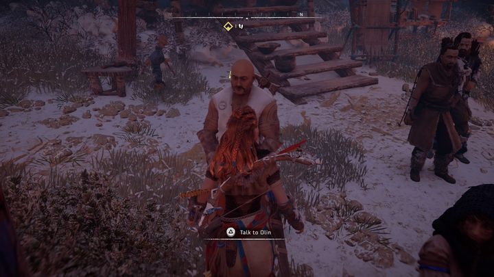 W tłumie zauważysz mężczyznę, który podobnie jak Aloy korzysta z Fokusa - Horizon Zero Dawn: Serce Matki (Mothers Heart) solucja - Horizon Zero Dawn - poradnik, solucja