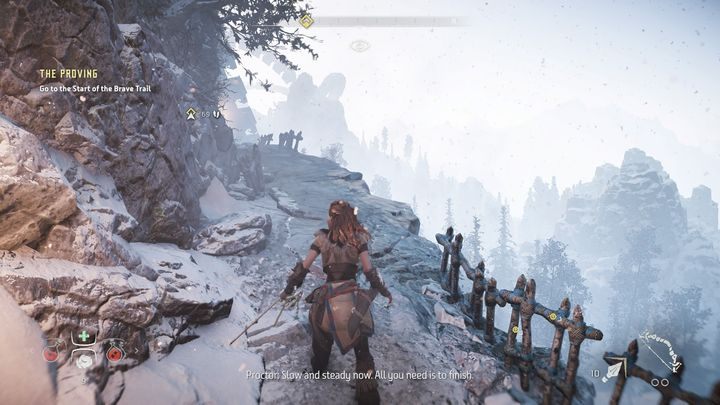 W ramach wyścigu musisz wspiąć się na kilka półek skalnych - Horizon Zero Dawn: Próba (The Proving) solucja - Horizon Zero Dawn - poradnik, solucja