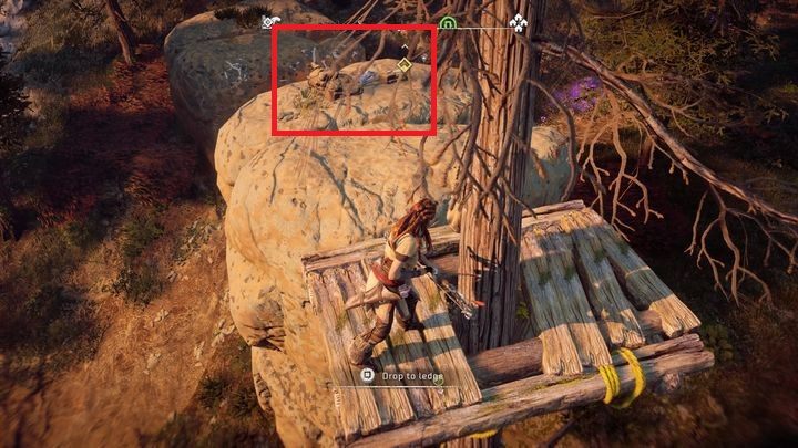 Kolejny przystanek to opuszczone obozowisko na skale - Horizon Zero Dawn: Zapomniani (The Forgotten) | Obręcz, solucja - Horizon Zero Dawn - poradnik, solucja