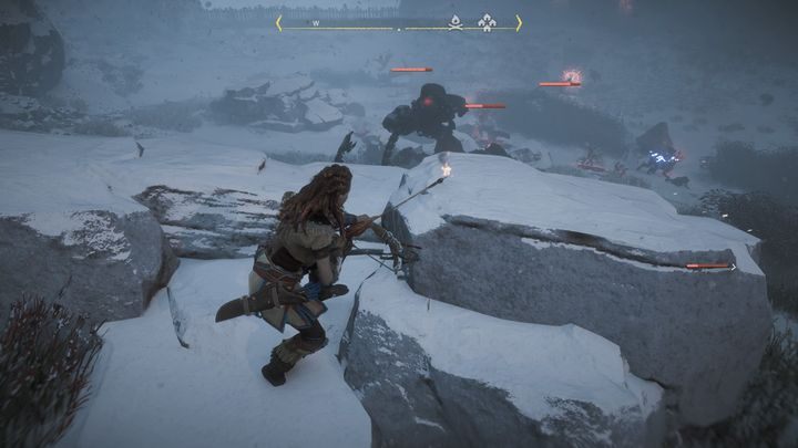 Okazuje się, że brama jest szturmowana przez Skaziciela i kilka pomniejszych skażonych maszyn - Horizon Zero Dawn: Poszukująca u bram (A Seeker at the Gates) solucja - Horizon Zero Dawn - poradnik, solucja