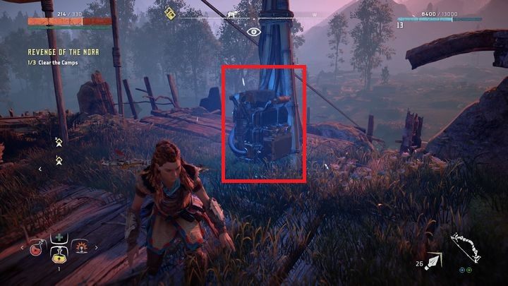 Najważniejsze jest zniszczenie alarmu zanim zostanie włączony - Horizon Zero Dawn: Zemsta Nora (Revenge of the Nora) solucja - Horizon Zero Dawn - poradnik, solucja