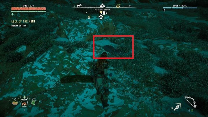 Po zabiciu dzików czas udać się na drugi brzeg rzeki w poszukiwaniu pierścienia - Horizon Zero Dawn: Szczęście w łowach (Luck of the Hunt) | Korona matki, solucja - Horizon Zero Dawn - poradnik, solucja
