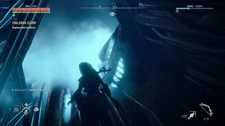 Dalsza droga prowadzi w dół i chwilowo nie znajdziesz w pobliżu żadnych wrogich urządzeń - Horizon Zero Dawn: Kocioł SIGMA (Cauldron SIGMA) | Korona matki - Horizon Zero Dawn - poradnik, solucja