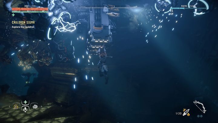 Za nimi znajdziesz dalszy ciąg maszyn, które przenoszą ładunek wzdłuż całego Kotła - Horizon Zero Dawn: Kocioł SIGMA (Cauldron SIGMA) | Korona matki - Horizon Zero Dawn - poradnik, solucja