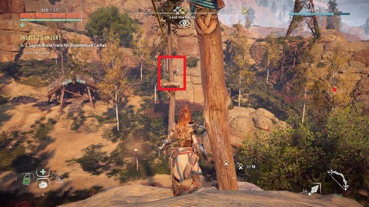 Obie lokacje wskazane znacznikiem zadania znajdują się poza terenem Obręczy - Horizon Zero Dawn: Tego już za wiele (Insult to Injury) | Obręcz, solucja - Horizon Zero Dawn - poradnik, solucja