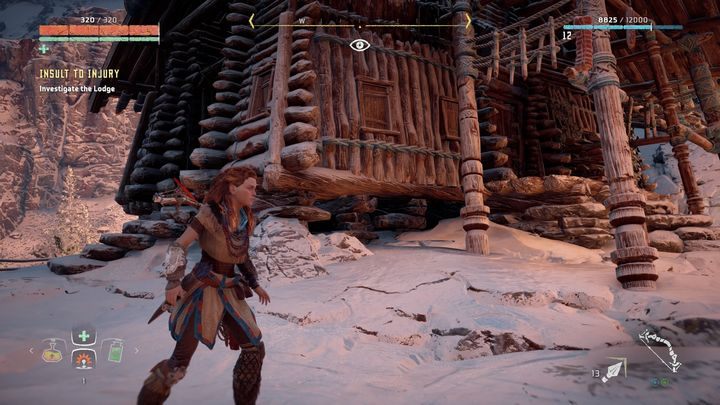 Gdy dotrzesz na miejsce okazuje się, że Jun utknął w swojej chacie - Horizon Zero Dawn: Tego już za wiele (Insult to Injury) | Obręcz, solucja - Horizon Zero Dawn - poradnik, solucja