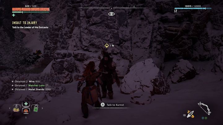 Nie powinieneś mieć większych problemów z wyeliminowaniem ich, bo są skupione na grupie wyrzutków, która regularnie je ostrzeliwuje - Horizon Zero Dawn: Tego już za wiele (Insult to Injury) | Obręcz, solucja - Horizon Zero Dawn - poradnik, solucja