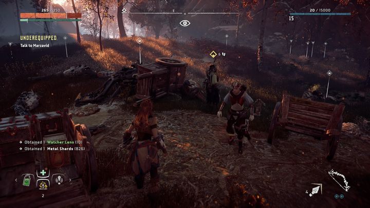 Gdy uda ci się pokonać pierwszą grupę maszyn rozpocznie się druga faza, w której musisz stawić czoła Złomiarzom - Horizon Zero Dawn: Nieprzygotowani (Underequipped) | Obóz Łowców, solucja - Horizon Zero Dawn - poradnik, solucja