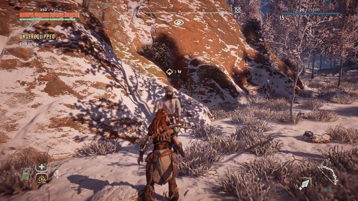 Okazuje się, że jeden z członków karawany zbiegł w czasie walki - Horizon Zero Dawn: Nieprzygotowani (Underequipped) | Obóz Łowców, solucja - Horizon Zero Dawn - poradnik, solucja