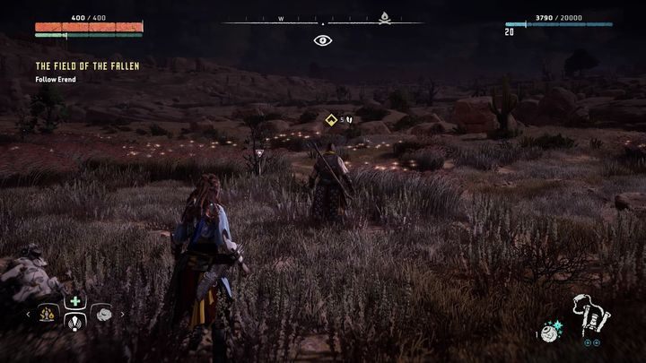 Po dotarciu w miejsce wskazane znacznikiem okaże się, że Erend jest w niebezpieczeństwie - Horizon Zero Dawn: Pole poległych (Field of the Fallen) solucja - Horizon Zero Dawn - poradnik, solucja