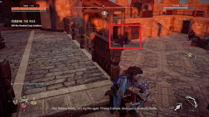 Tam okaże się, że zaginiony wpadł w ręce bandytów - Horizon Zero Dawn: Zabierać bogatym (Robbing the Rich) | Południk, solucja - Horizon Zero Dawn - poradnik, solucja