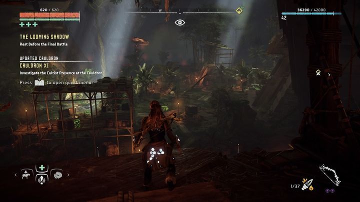W dalszej części zadania trafisz do podziemnej jaskini, która roi się od kultystów - Horizon Zero Dawn: Kocioł KSI (Cauldron XI) - Horizon Zero Dawn - poradnik, solucja