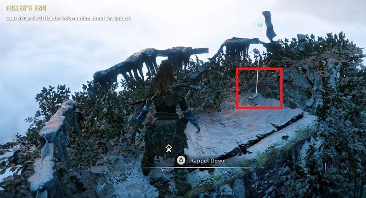 Na najwyższym poziomie lokacji, tam gdzie będziesz mógł zobaczyć hologramy, znajdziesz też wysoki filar - Horizon Zero Dawn: Starożytna zbrojownia (The Ancient Armory) | Świat, solucja - Horizon Zero Dawn - poradnik, solucja